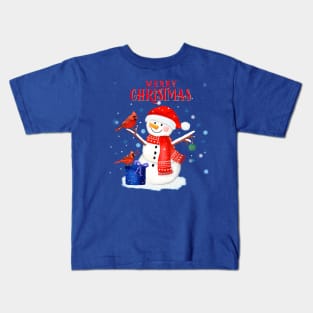 Snowman wishes Merry Christmas Kids T-Shirt